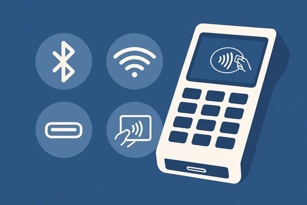 Key connection options: Bluetooth, Wi-Fi, USB-C, and SoftPOS (Tap to Pay)