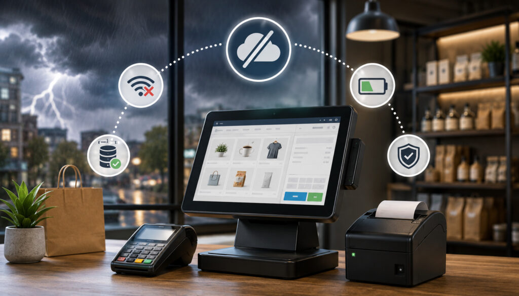POS system with offline payment support during outage illustration