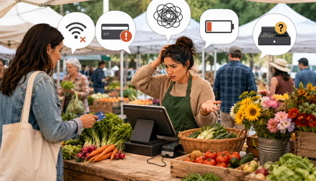 Farmers market vendor facing checkout problems