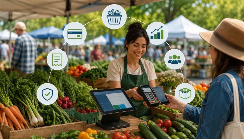 Farmers market POS system with mobile payment