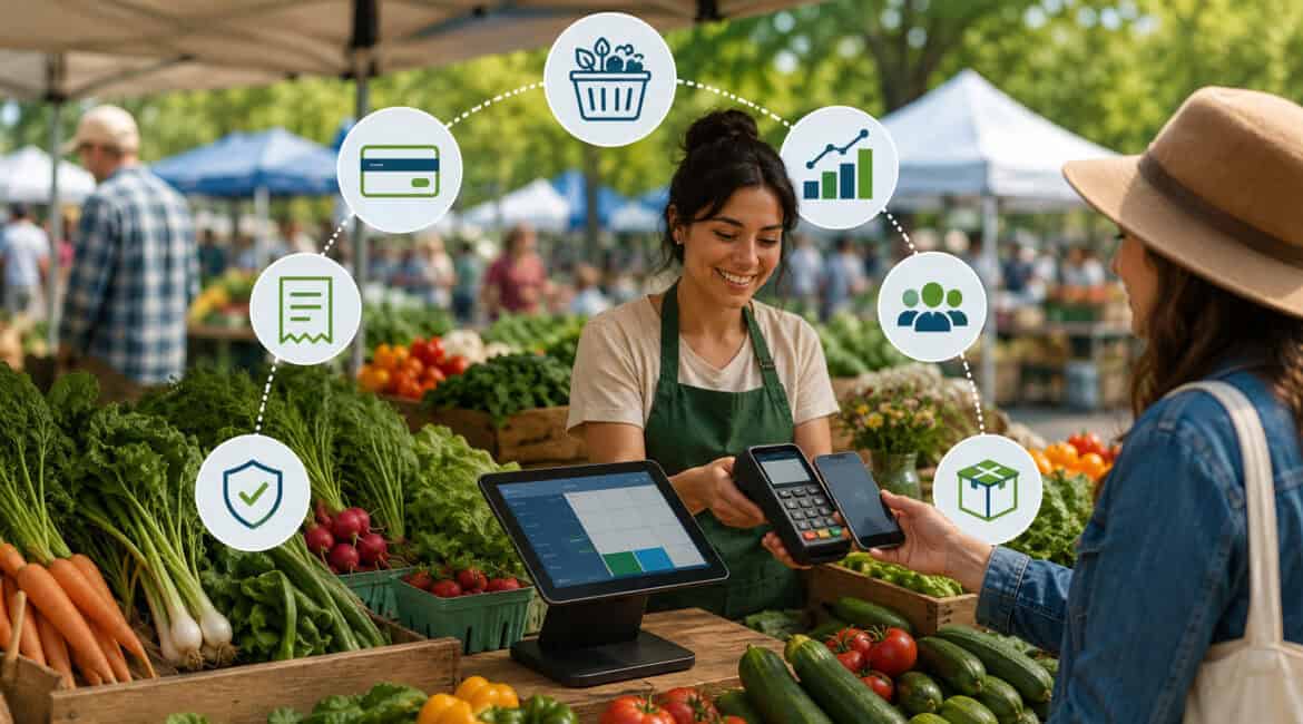 Farmers market POS system with mobile payment