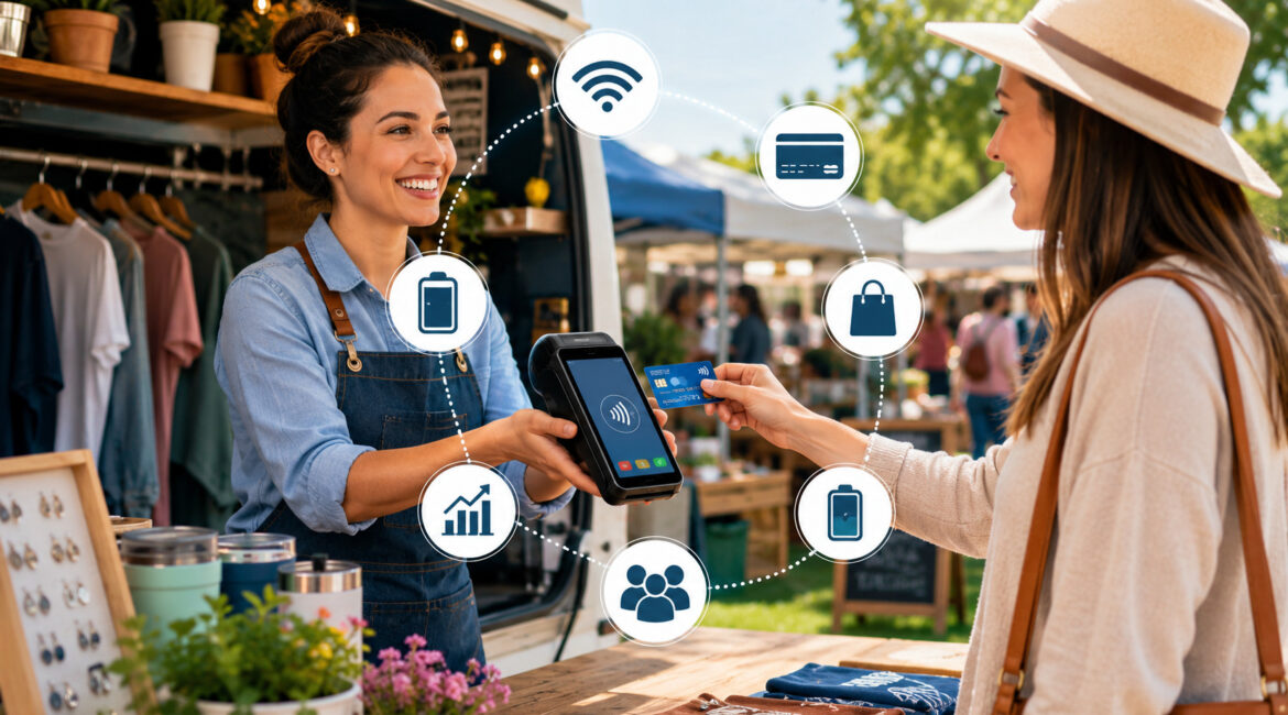 Mobile POS system for outdoor selling and contactless payments