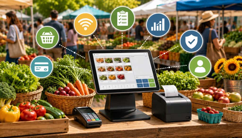 Farmers market POS system illustration