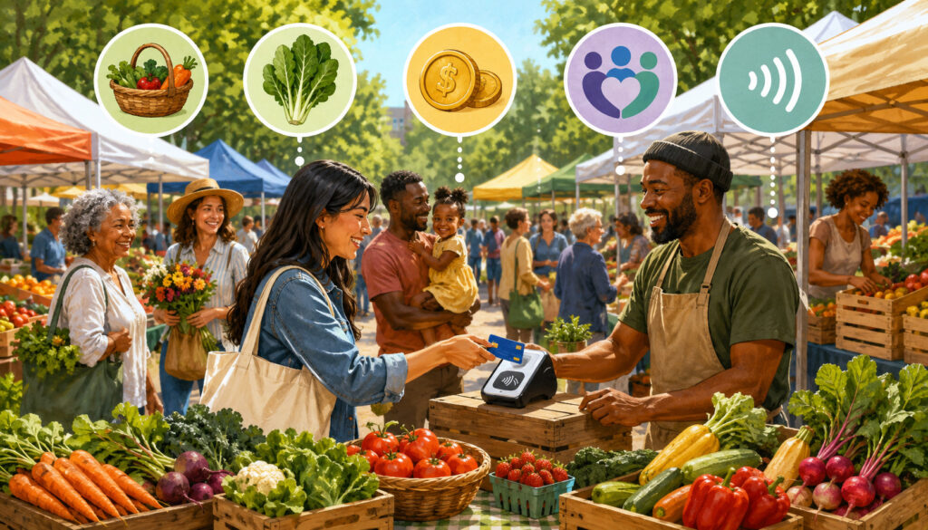 Farmers market vendor accepting a SNAP EBT payment