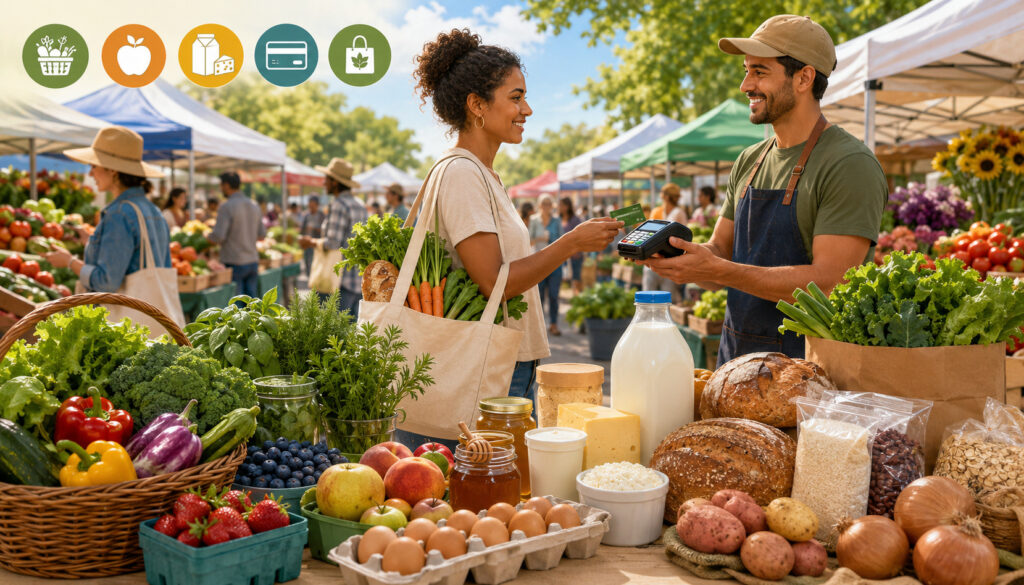 Fresh SNAP-eligible foods at a farmers market