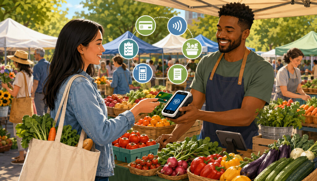 Farmers market vendor accepting SNAP EBT payment