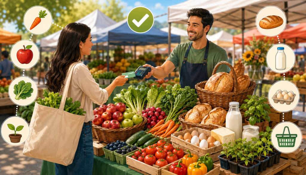 SNAP-eligible foods at a farmers market