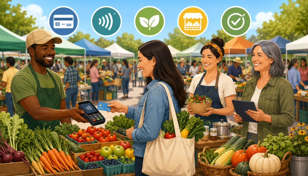 Farmers market vendor accepting SNAP payment